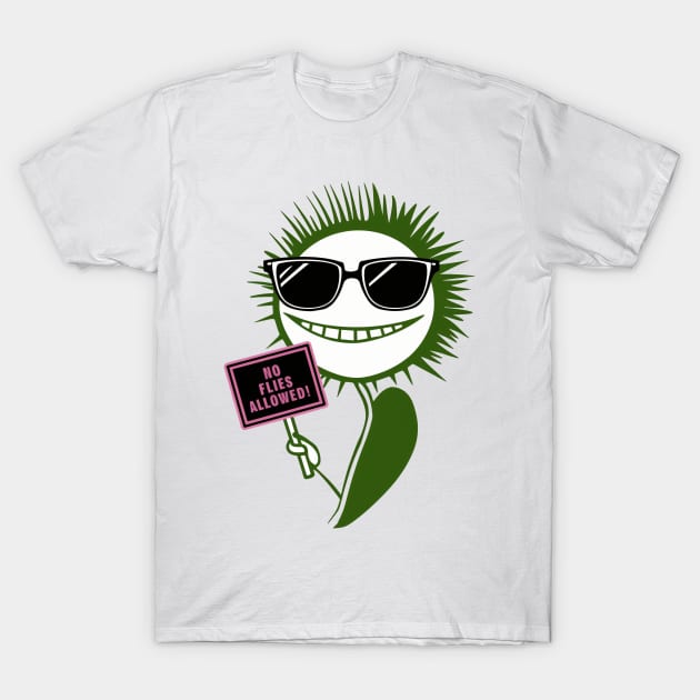 NO FLIES ALLOWED!: Smiling Venus Flytrap Guards Its Territory T-Shirt by PopArtyParty